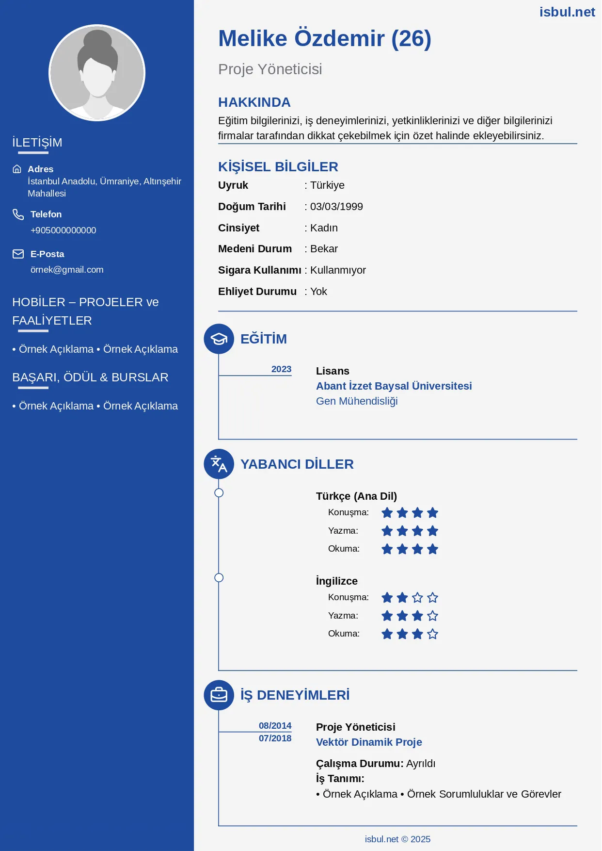 CV Örneği: Boş CV Örneği